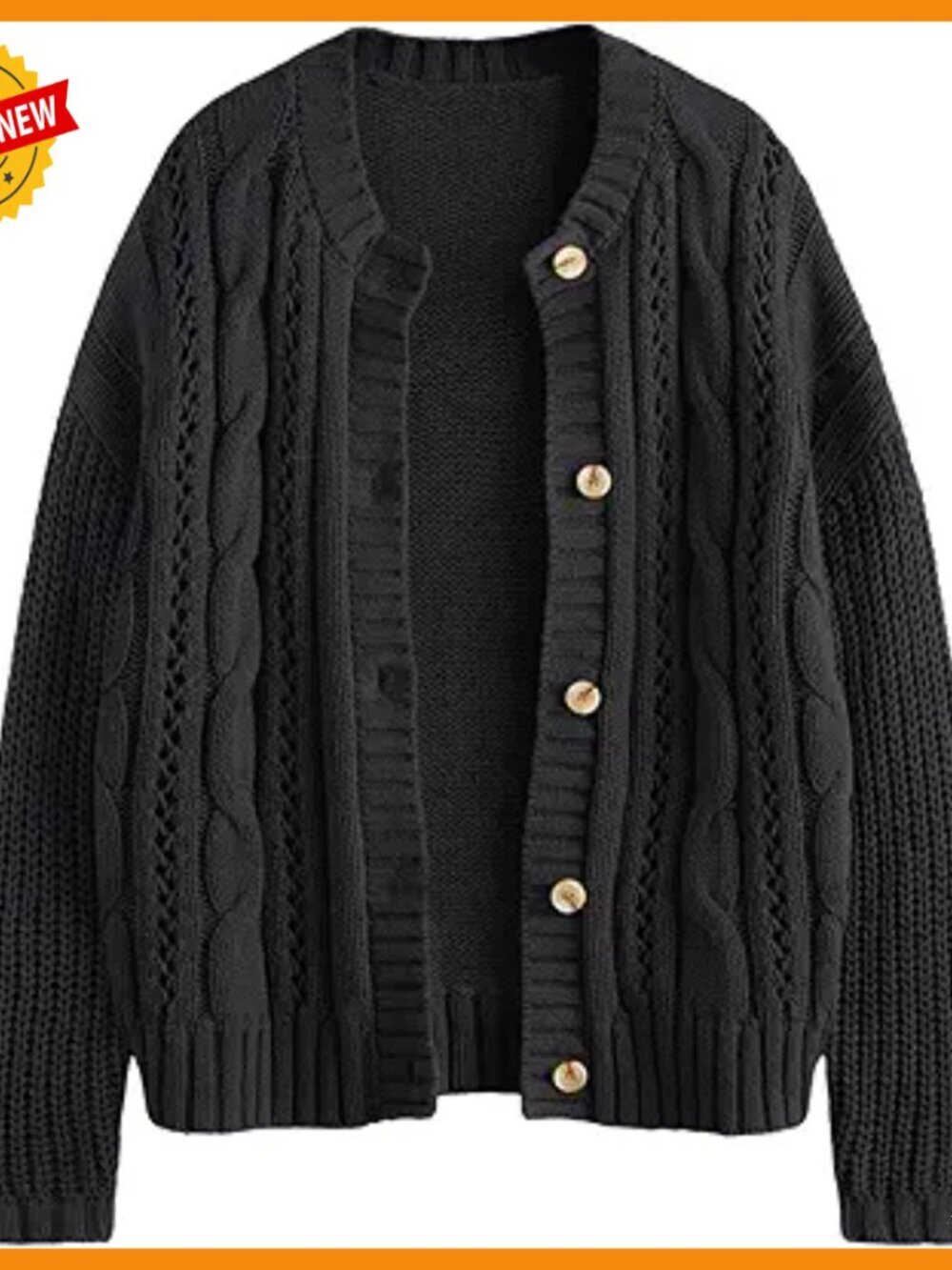 Chunky Cable Knit Cardigan Button Up Sweater Fall Winter Outfit